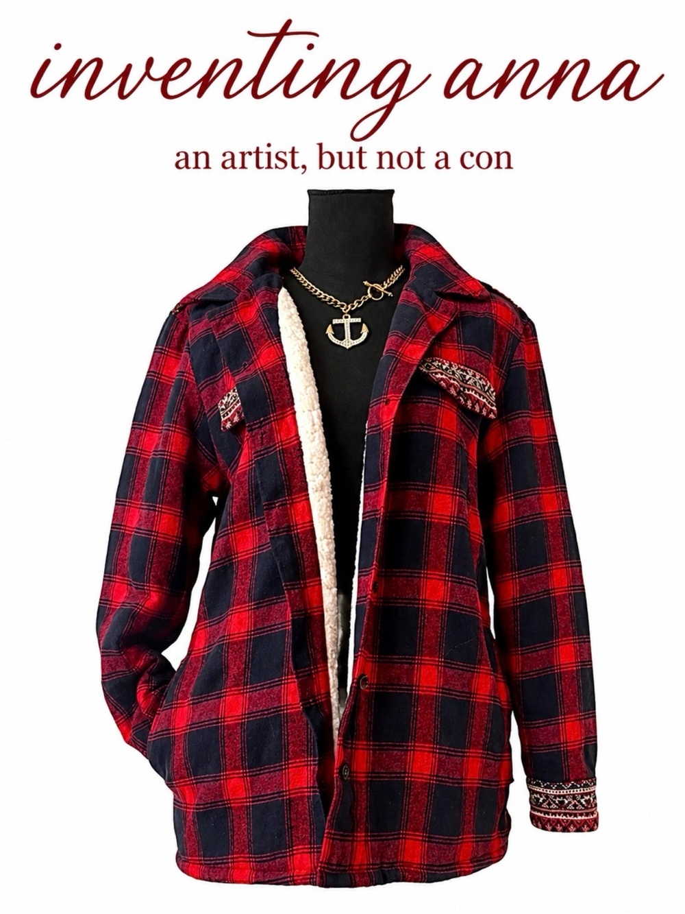EN CREME Women’s Red/Black Plaid Jacket with Sherpa Lining and Pockets size S